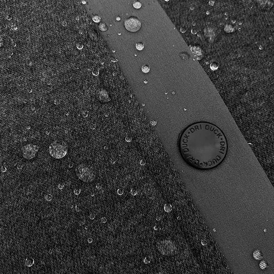 Water-resistant fabric detail on outdoor jacket