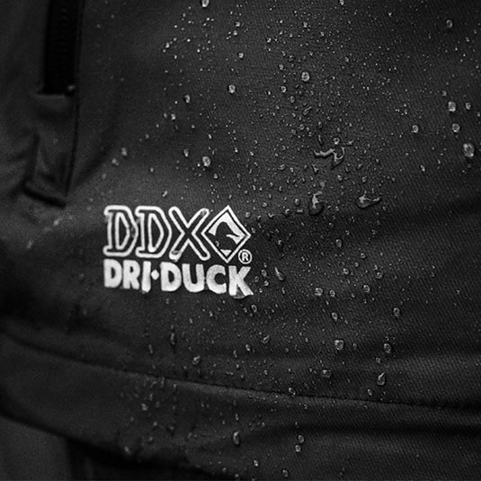 Water-resistant material used in black outdoor performance wear