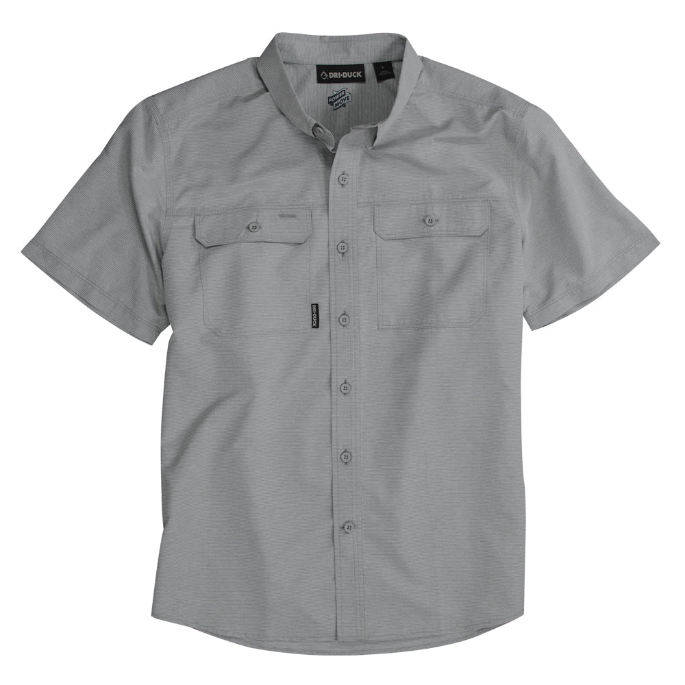 Dri Duck Men's Crossroad Dobby Short-Sleeve Woven Shirt, Grey / L