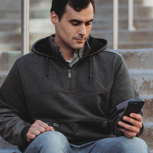 Dark oxford quarter zip pullover – Mission Fleece™ with water-repellent finish – cotton-poly blend