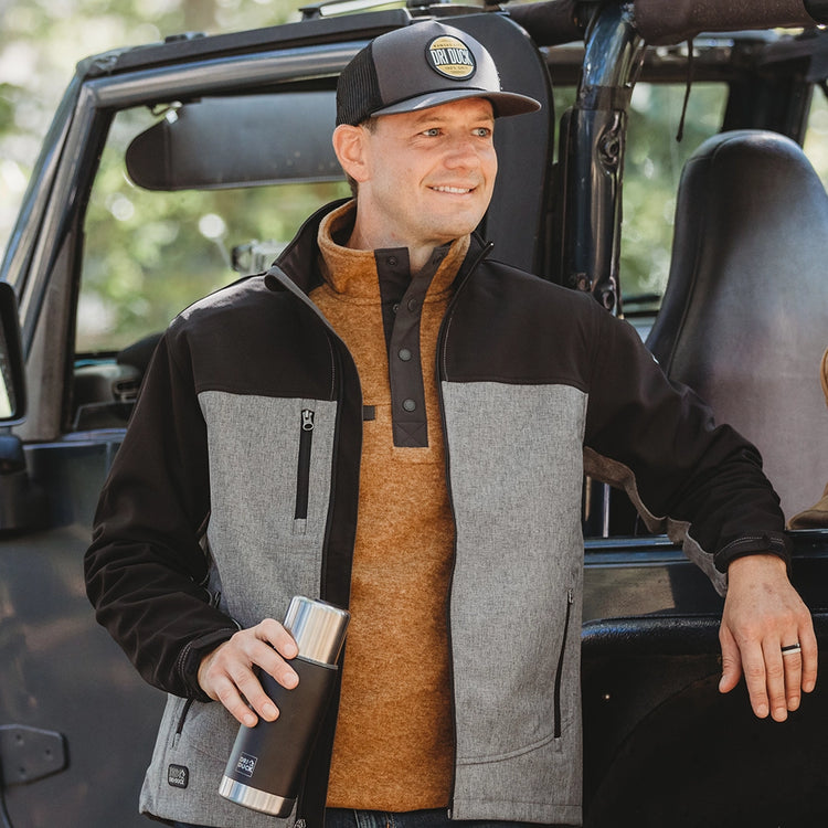 Motion Softshell Jacket – black heather / black – wind and water resistant – performance outerwear