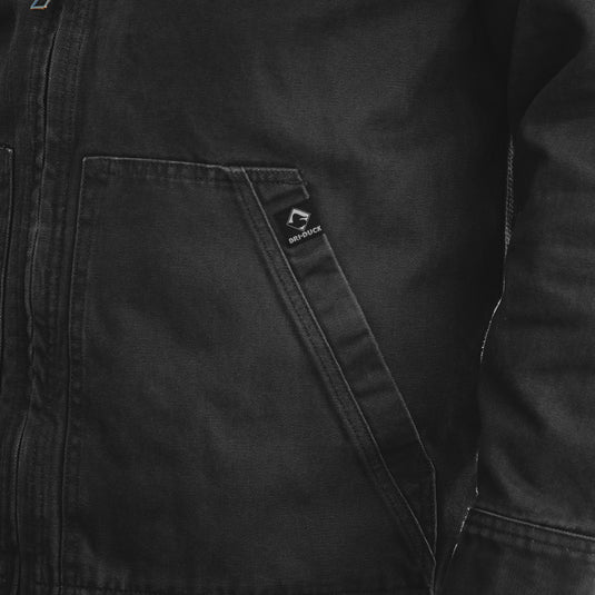 Detail shot of black Laredo showing front pocket