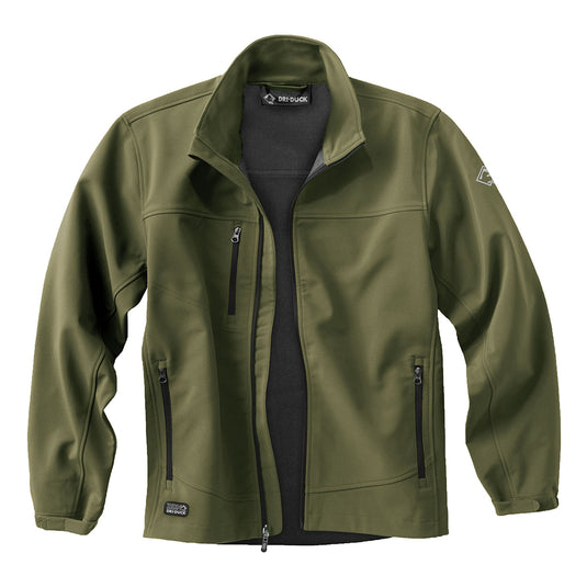 Olive Drab colored Motion Softshell jacket with full-zip front.