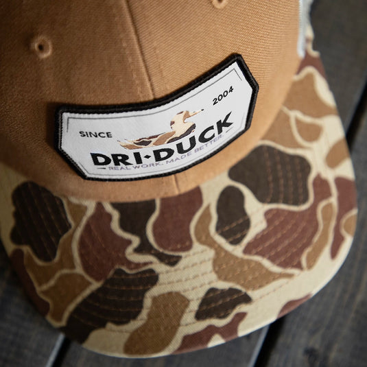 Ridge Camo Snapback Hat – no sweat moisture-wicking sweatband – comfortable outdoor headwear