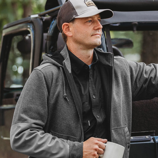Dark oxford Mission Pro Full Zip – water-repellent fleece – cotton-poly performance jacket