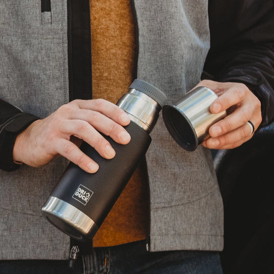 19 oz. Rover Insulated Water Bottle – black – double wall stainless steel – vacuum insulation for temperature control