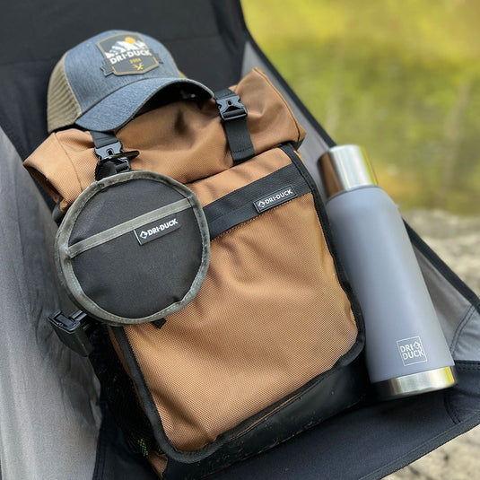 Roll Top Backpack – saddle/black – 12.6L capacity – perfect for travel and outdoor adventures