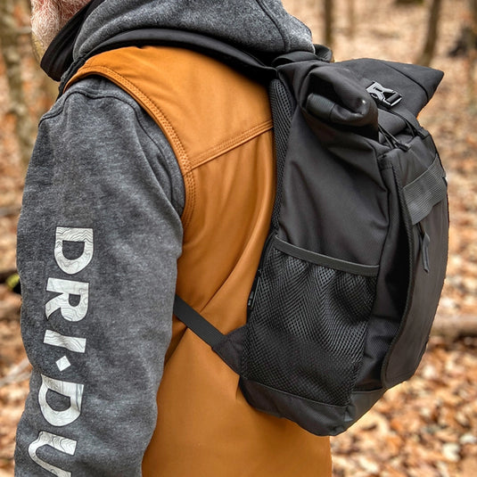 Roll Top Backpack – black – ballistic nylon with waterproof membrane – functional travel accessory