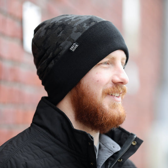 Coleman Beanie – Black Woodland Camo, 100% Acrylic Rib Knit – Cold Weather Beanie