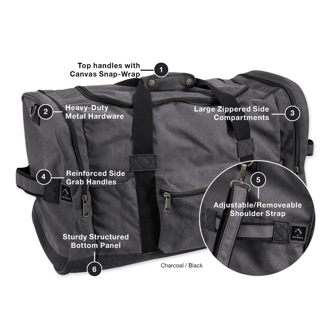 Dri Duck - Heavy Duty Large Expedition Canvas Duffle Bag, Black / Os